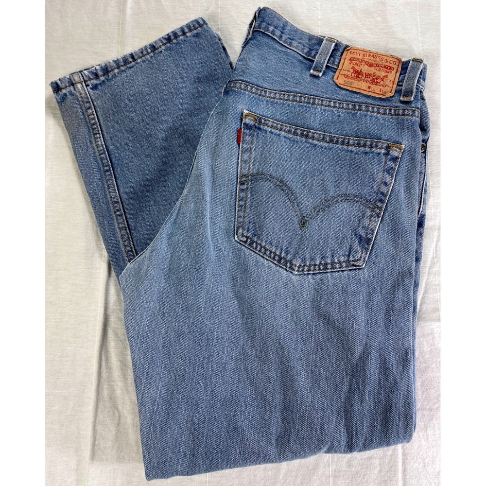 Levis 505 Regular Fit Mens Jeans Vintage W38 L30 Light Wash Blue Denim Pants